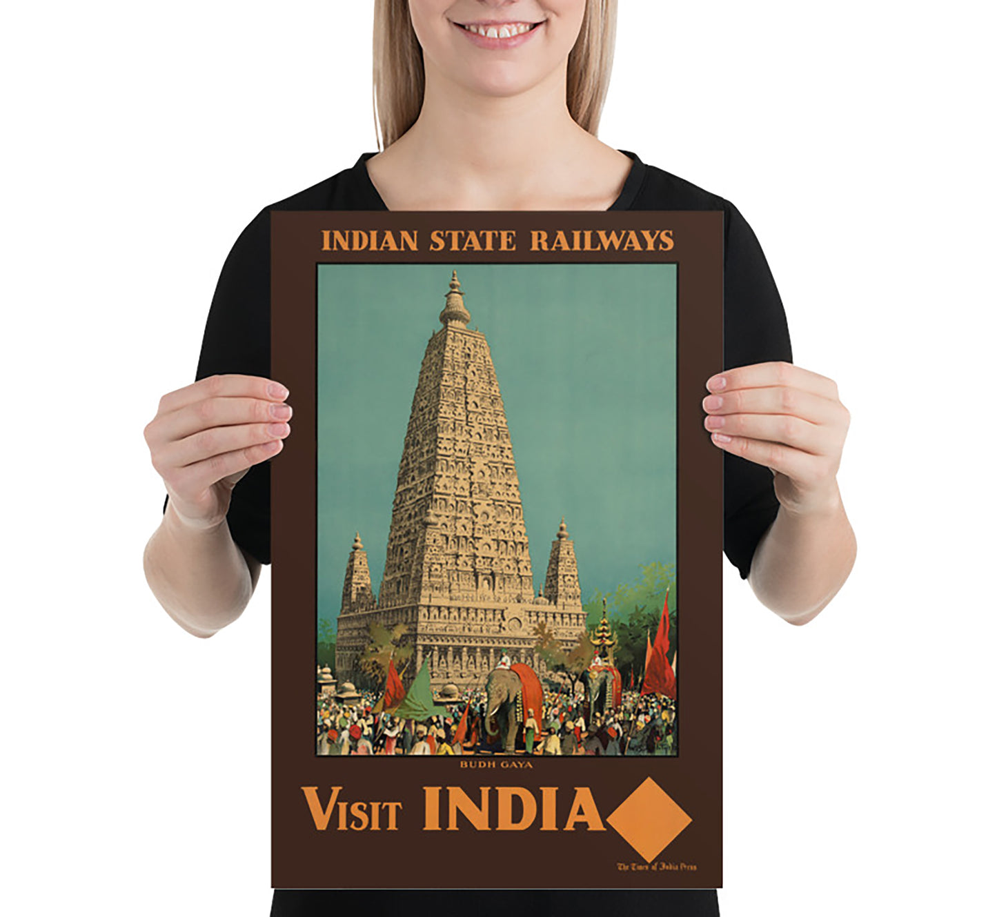 Budha Gaya, Visit India travel poster by unknown author, c. 1910-1959.