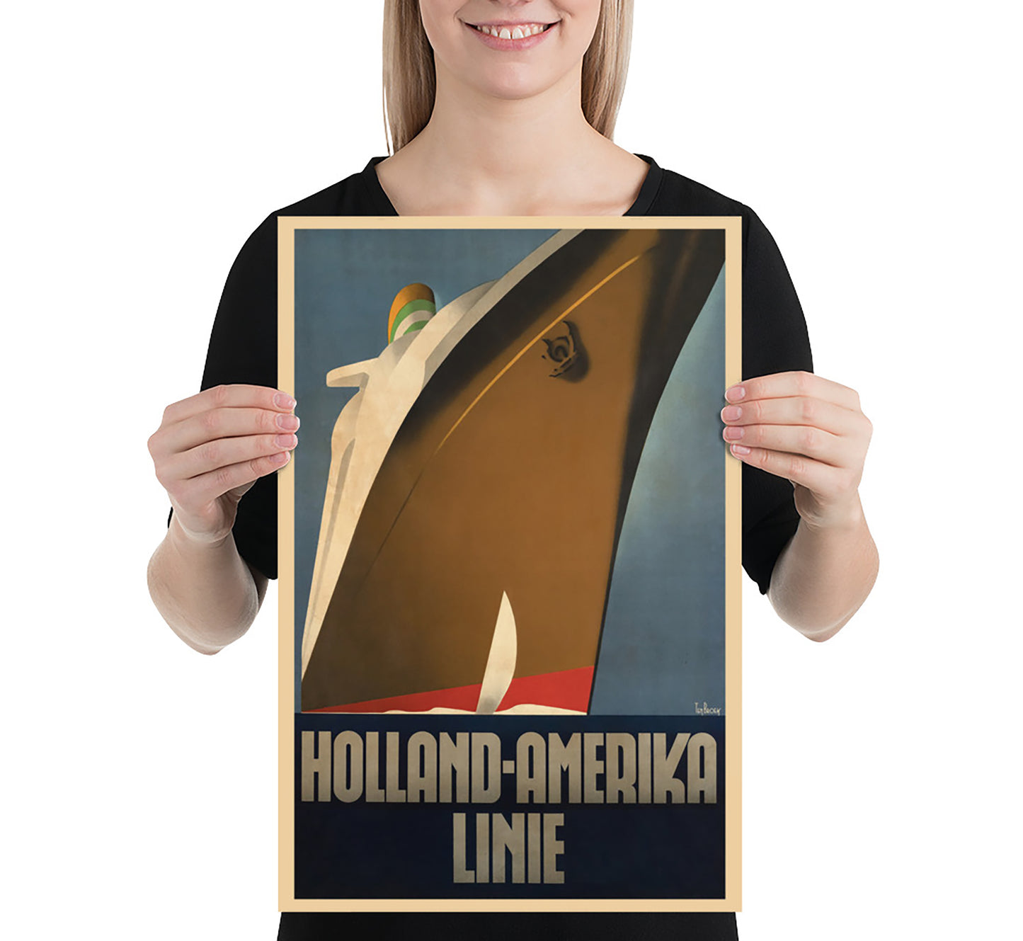 Holland America line vintage travel poster by Willem F. Ten Broek, 1936.