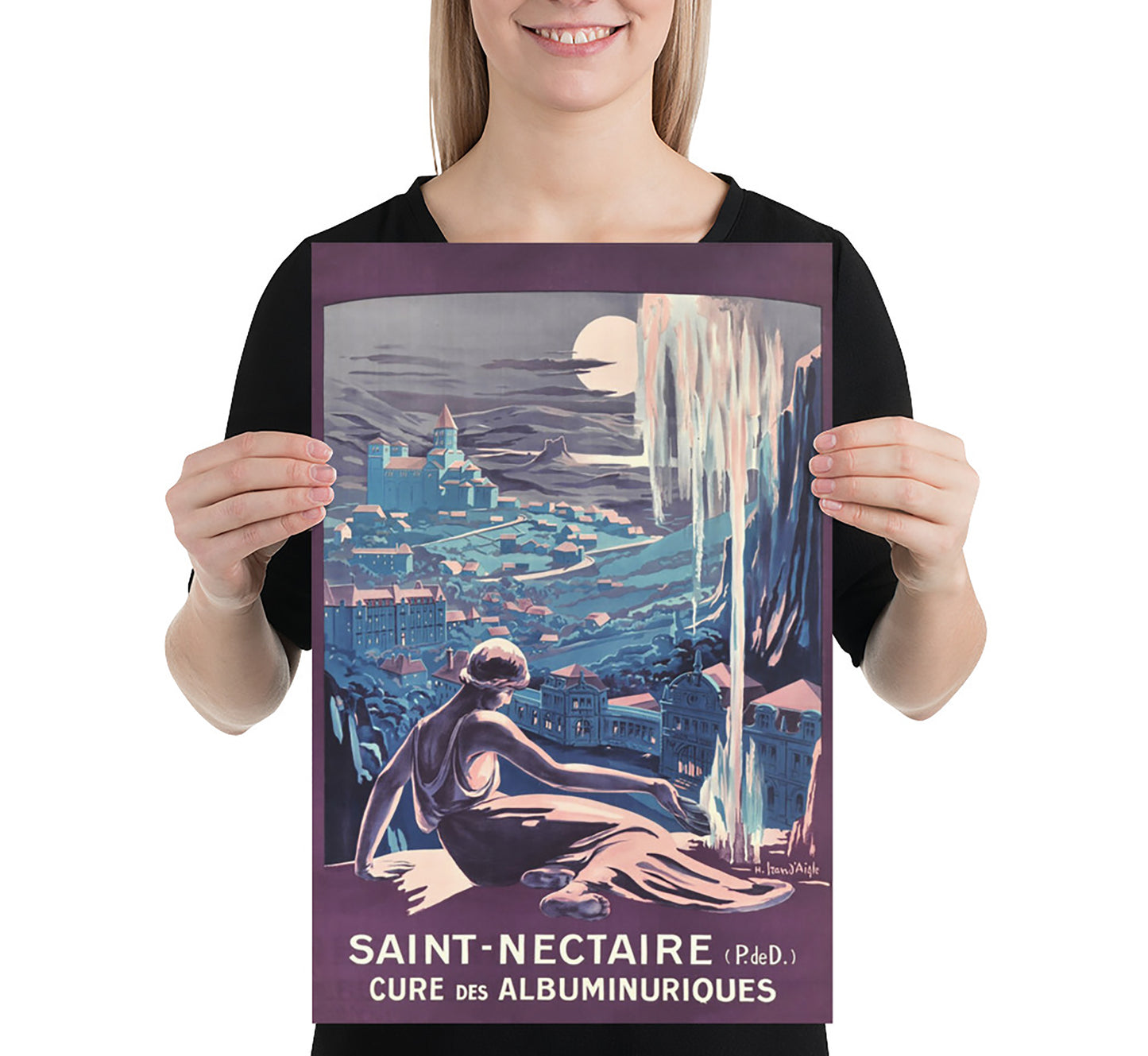 Saint-Nectaire, France vintage travel poster by D'Aigle H. Iran, 1920.