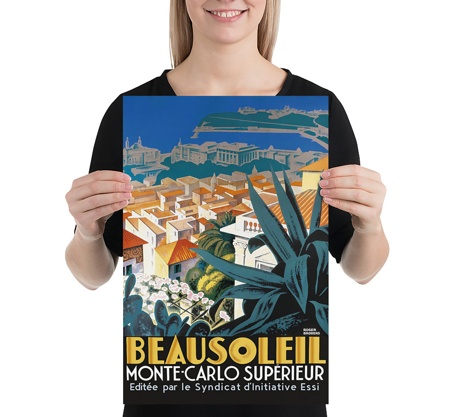 Beausoleil, Monaco, Monte-Carlo vintage travel poster by Roger Broders, 1928.