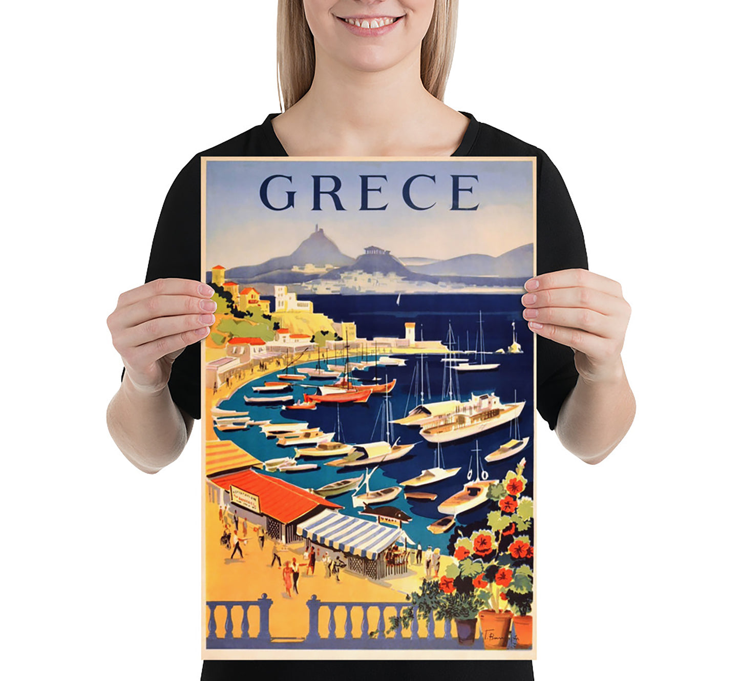 Castello Beach, Athens, Greece vintage travel poster by unknown author, 1910-1959.