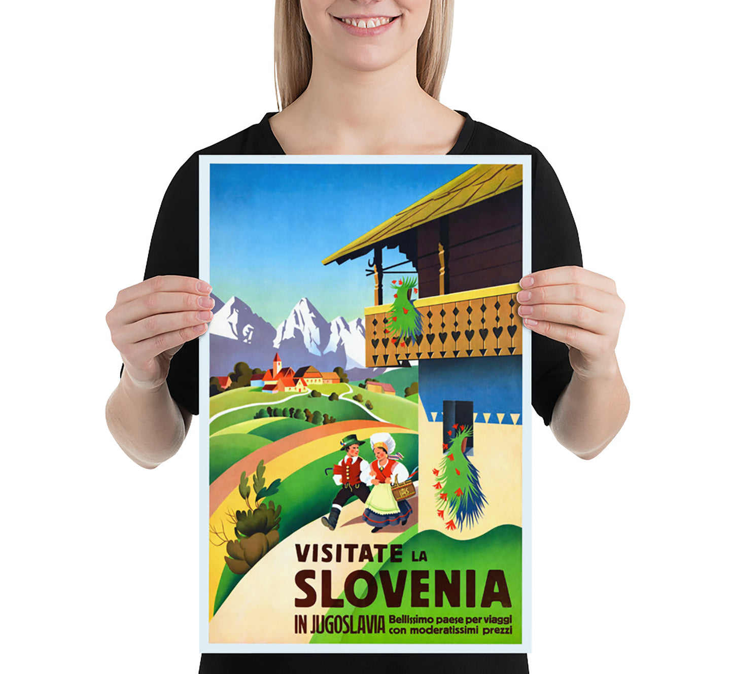 Visit Slovenia vintage travel poster by Rudolf Gorjup, 1938.