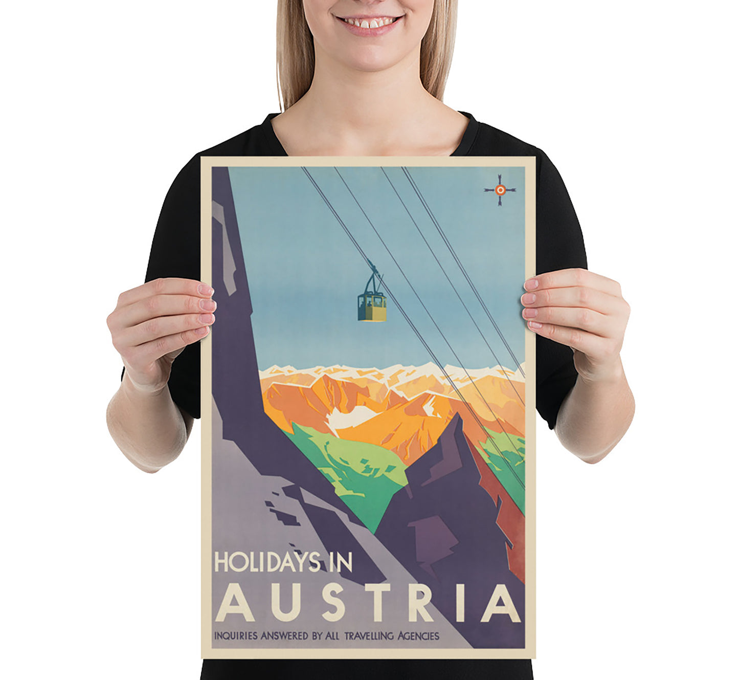 Holidays in Austria vintage travel poster by Atelier Binder, 1910-1959.