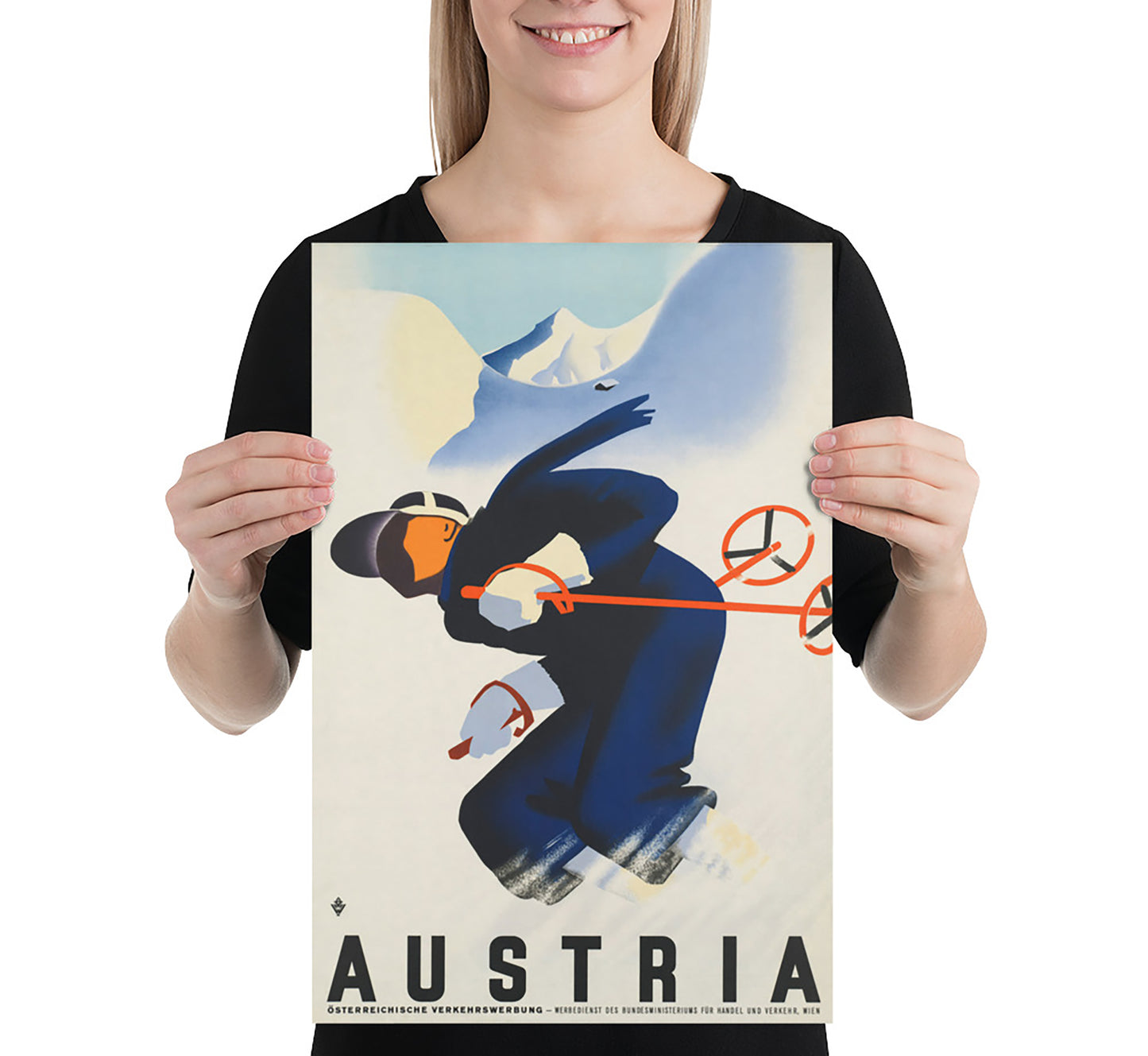 Ski Holidays in Austria vintage travel poster Paul Kirnig, 1910-1959.