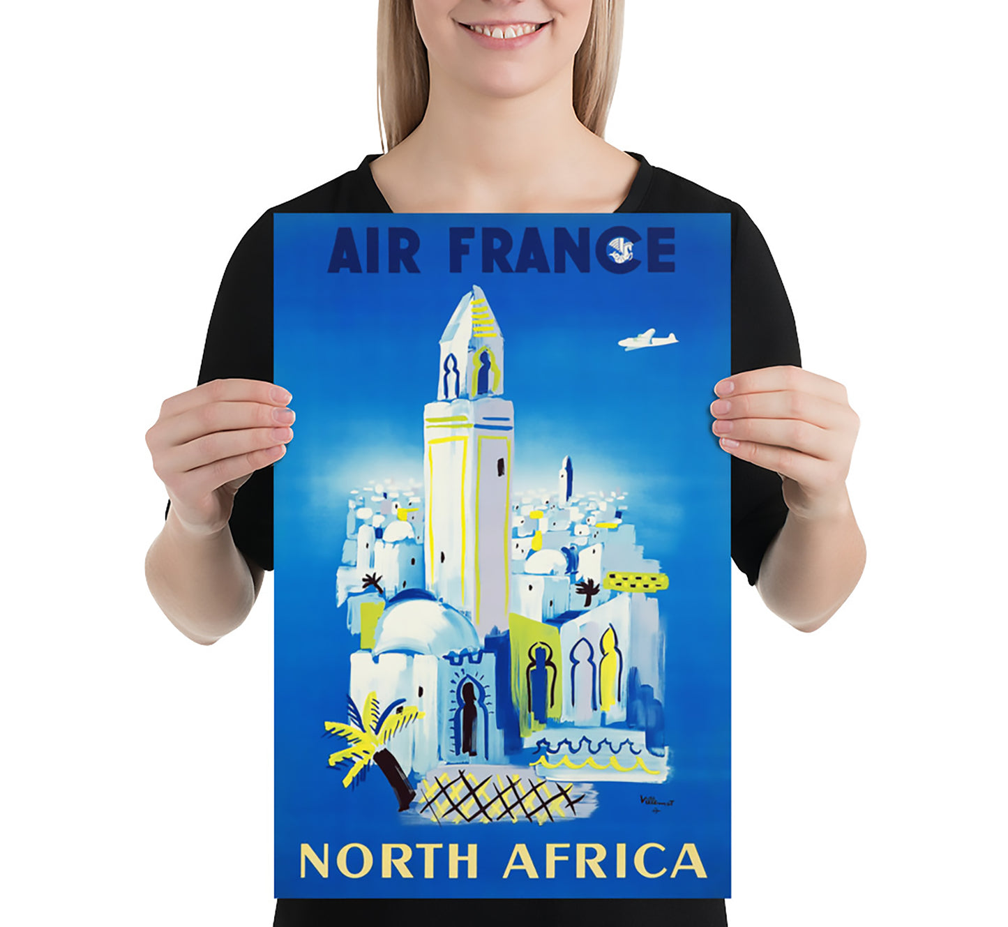 Air France to North Africa vintage travel poster by unknown author, c. 1910-1955.