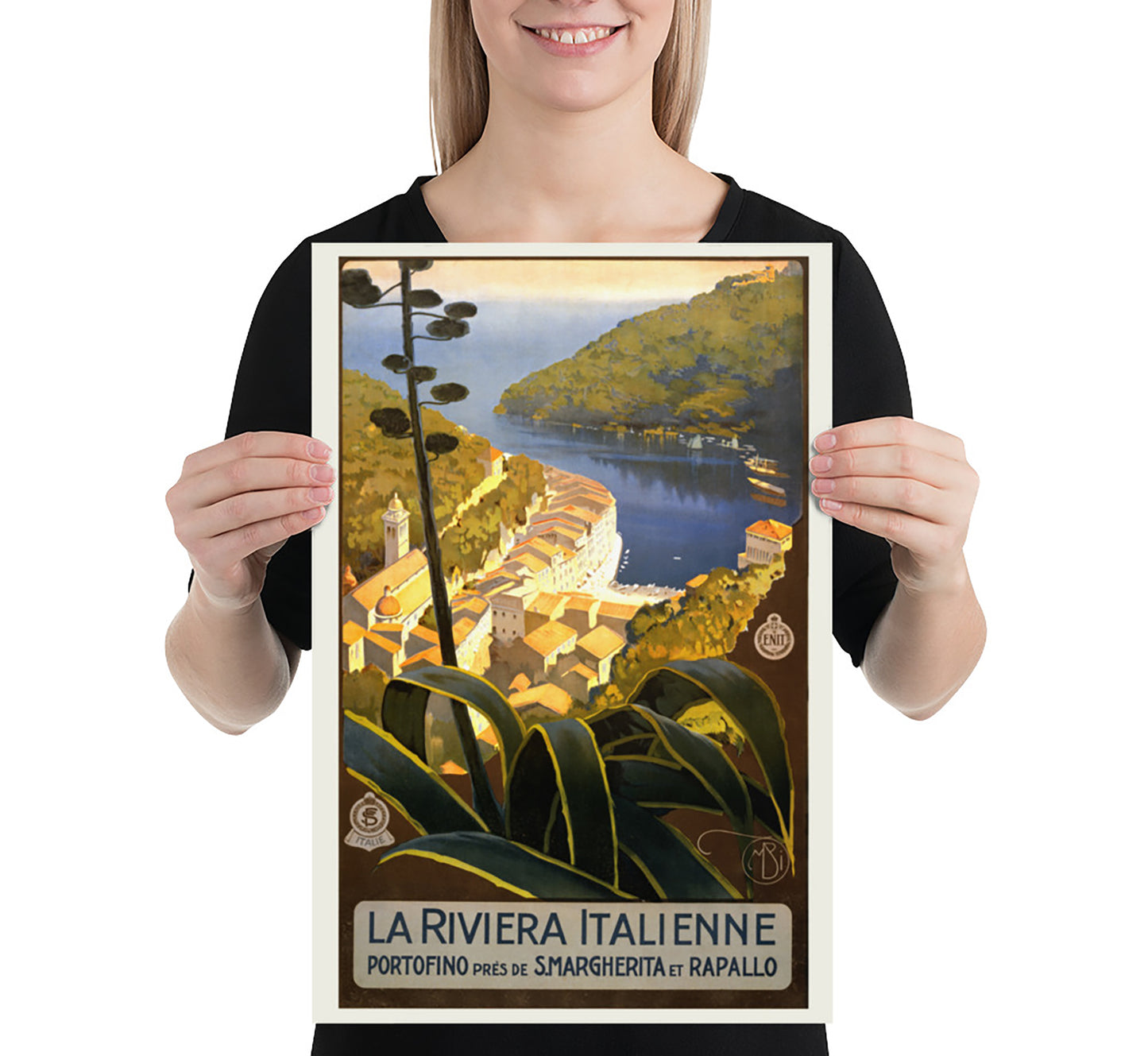 Italian Riviera, Portofino vintage travel poster by Mario Borgoni, c. 1920.