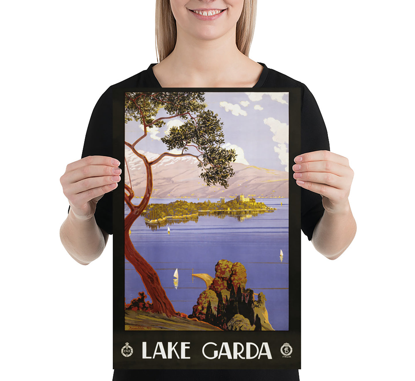 Lake Garda, Italy vintage travel poster by Serverino Trematore, c. 1924.