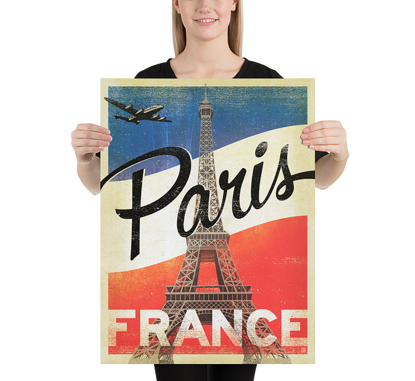 Retro look Paris poster, France vintage travel poster by unknown author, 1930s.