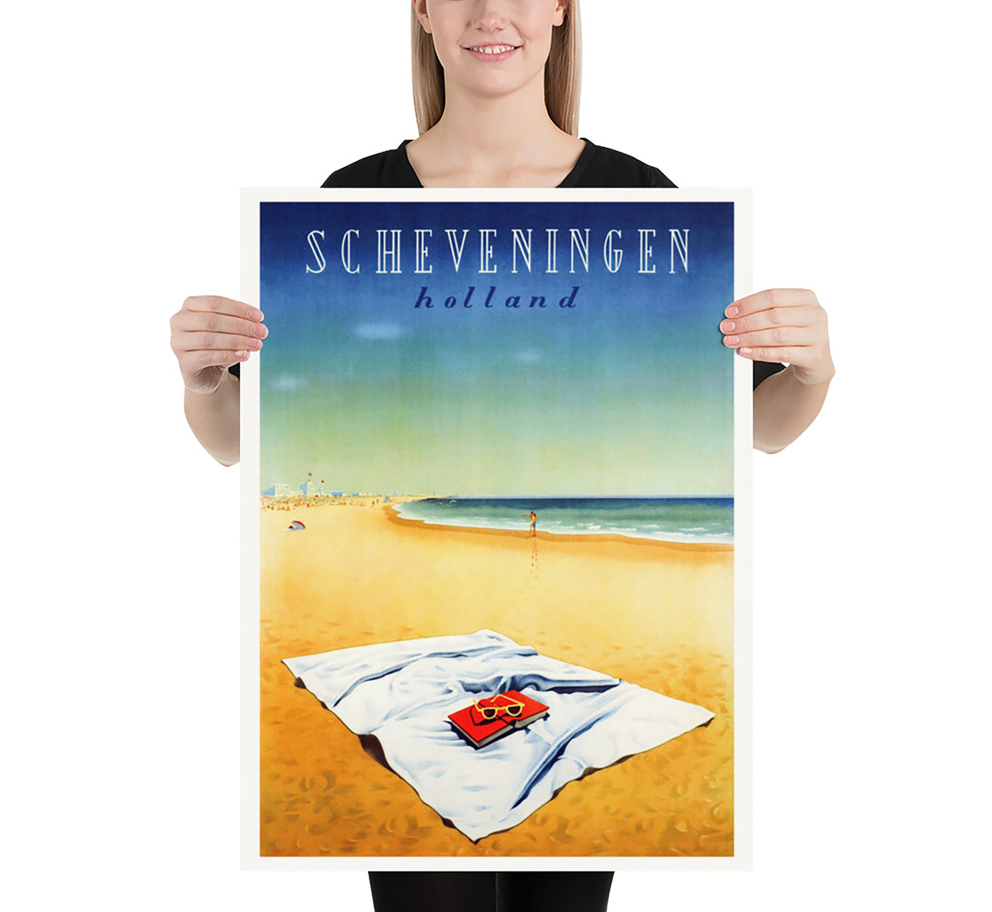 Scheveningen beach, Holland vintage travel poster by Jan Ladies, 1910-1955.