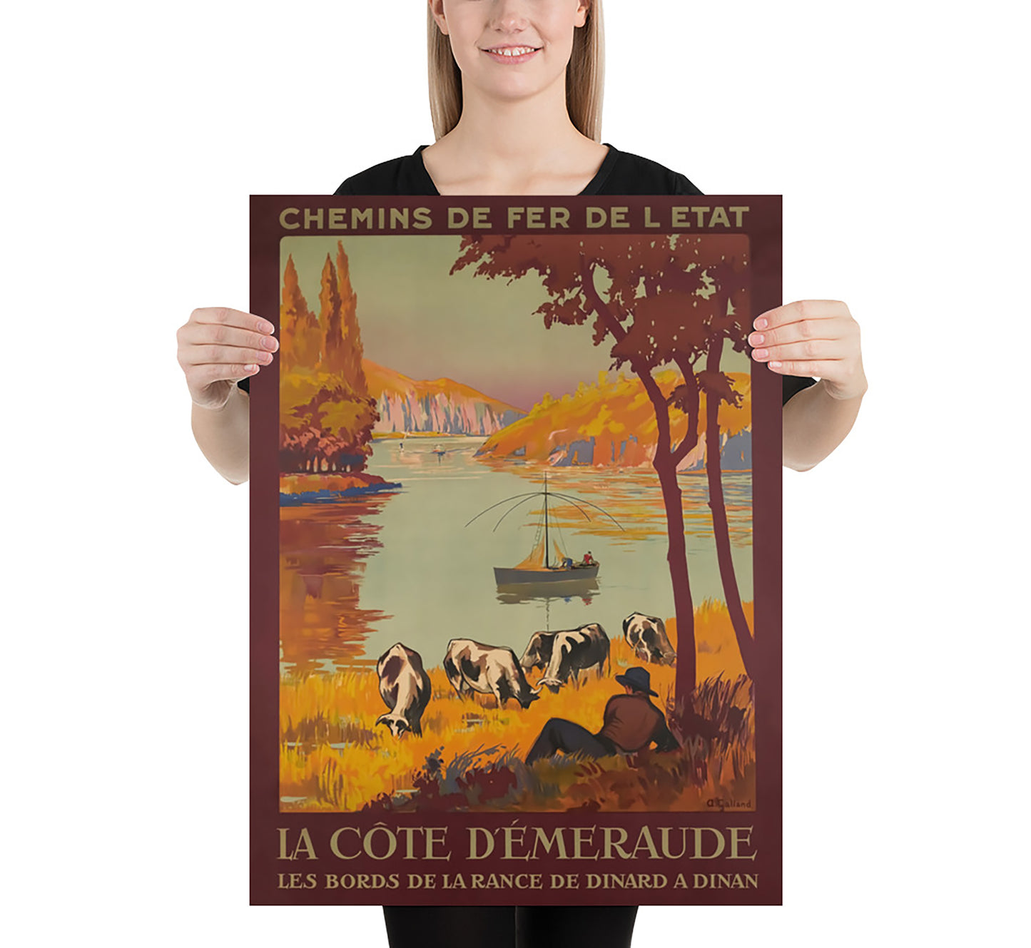 La Cote d'Emeraude, Brittany, France vintage travel poster by A. Galland, 1926.