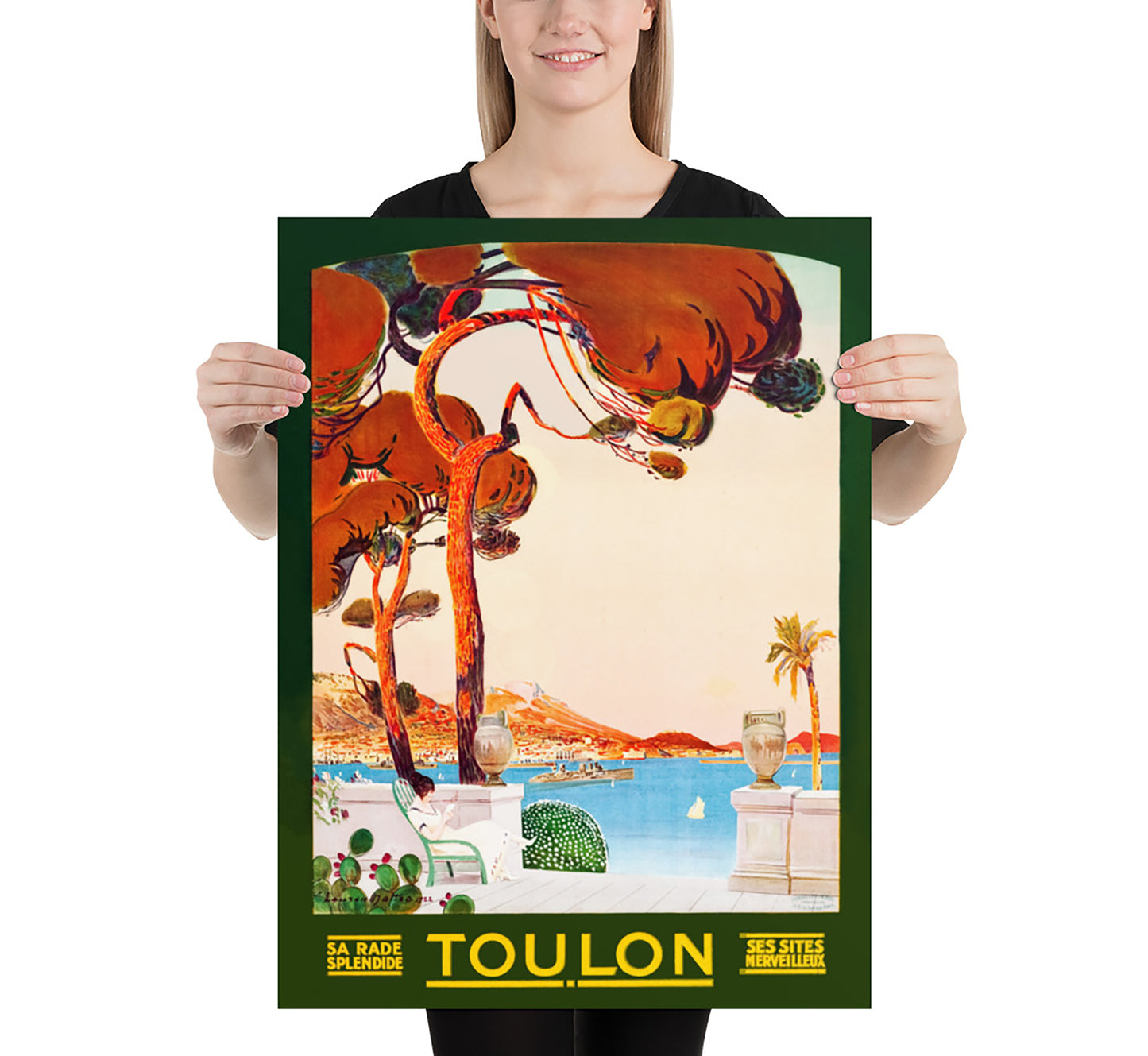 Toulon, Southern France’s Mediterranean coast, France vintage travel poster by Lauren Matteo, 1922 .