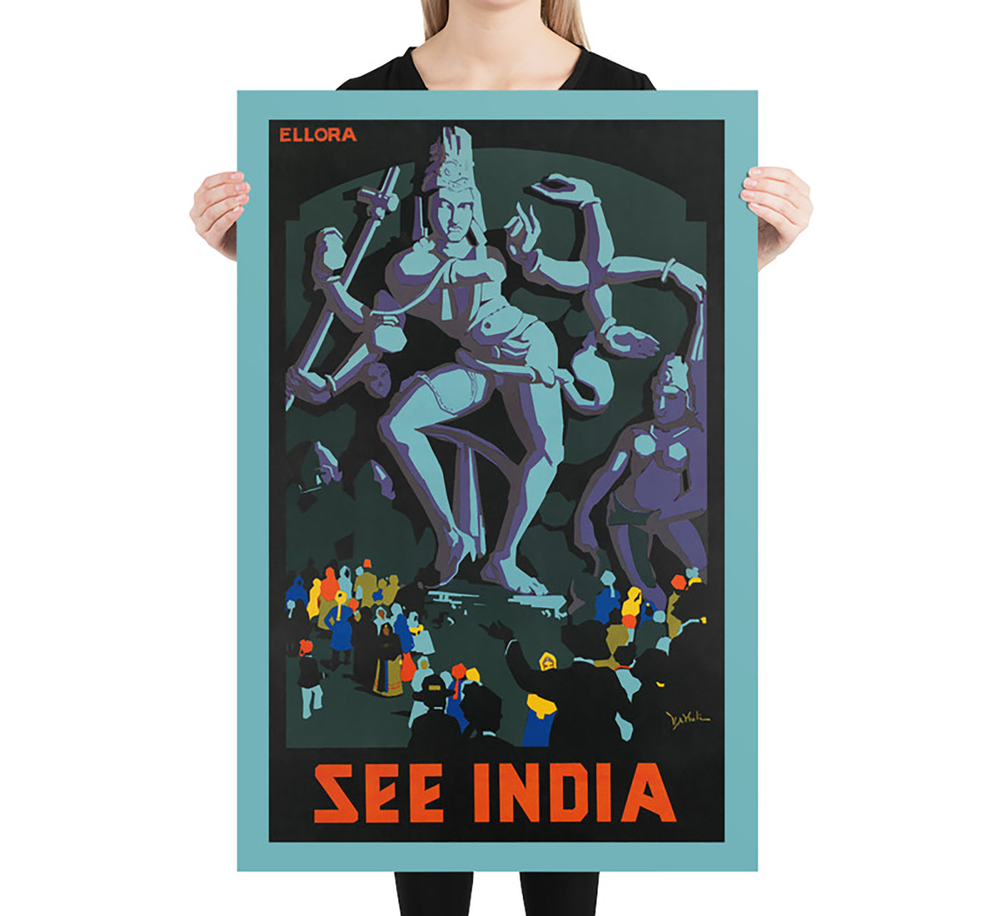 See India vintage travel poster by G.D. Deuskar, c. 1910-1959.