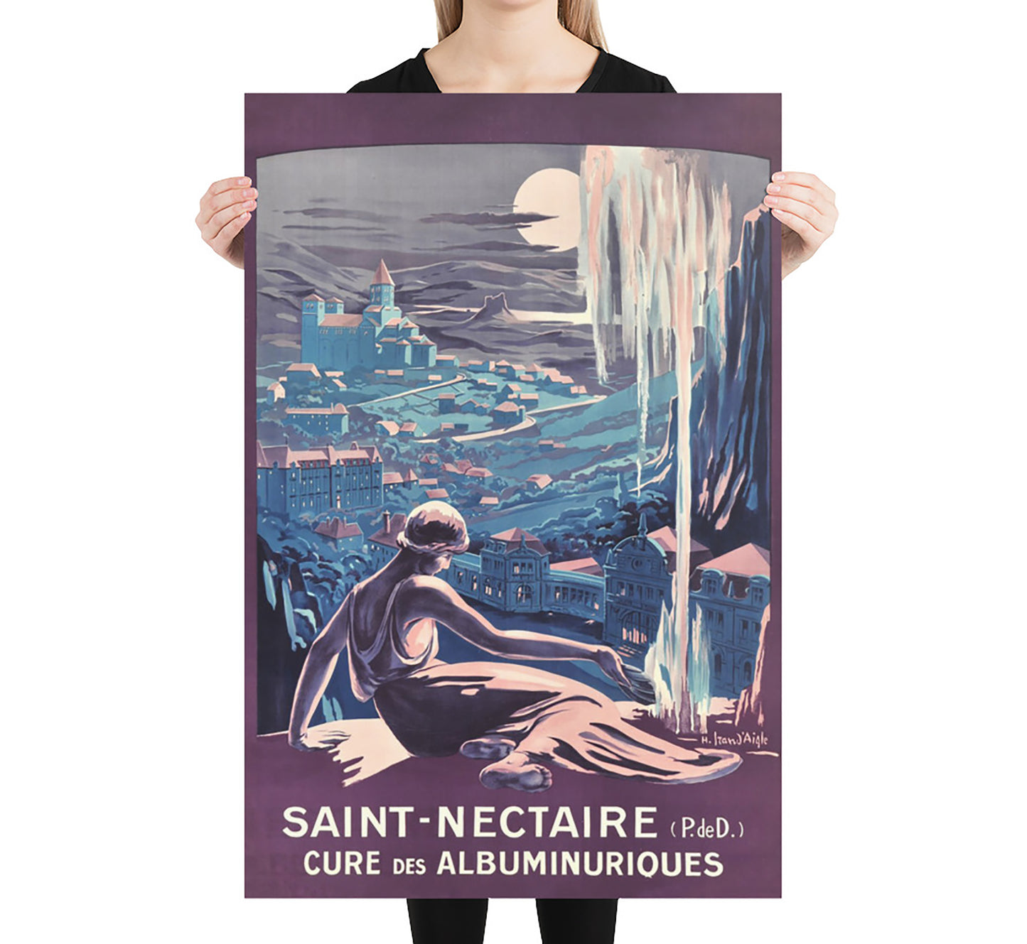 Saint-Nectaire, France vintage travel poster by D'Aigle H. Iran, 1920.