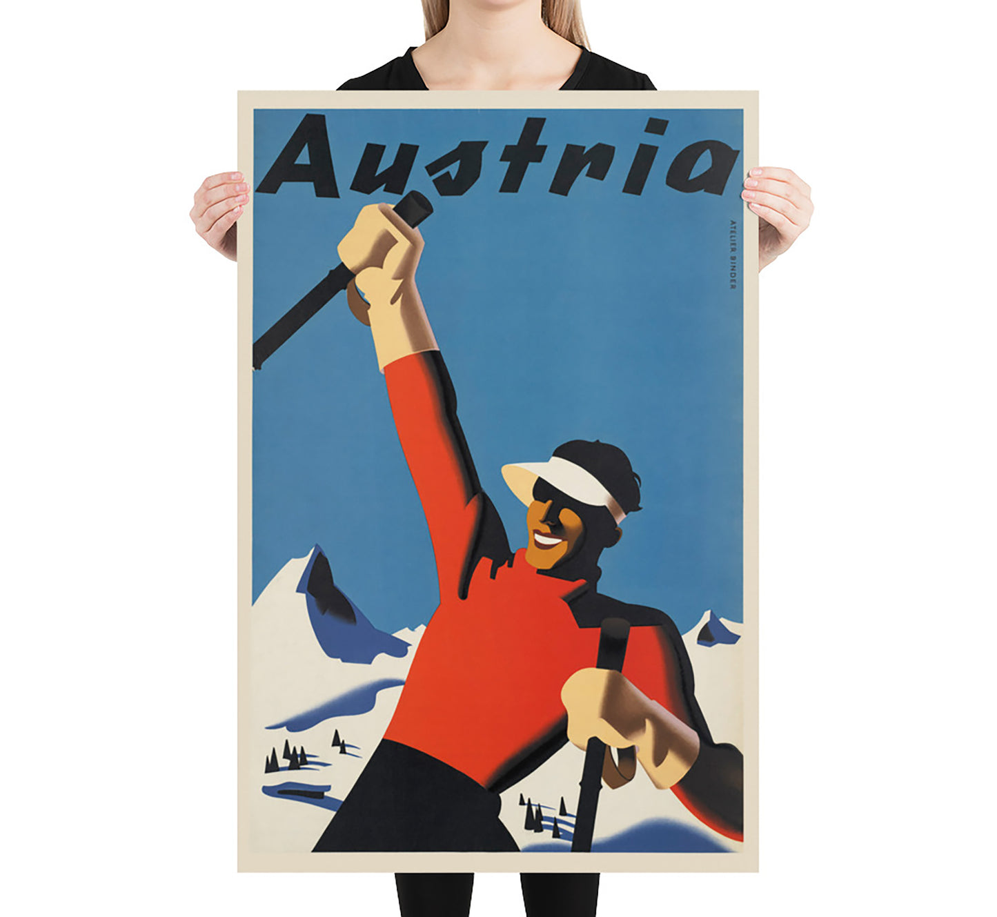 Ski Holidays in Austria vintage travel poster by Paul Kirnig, 1910-1959.