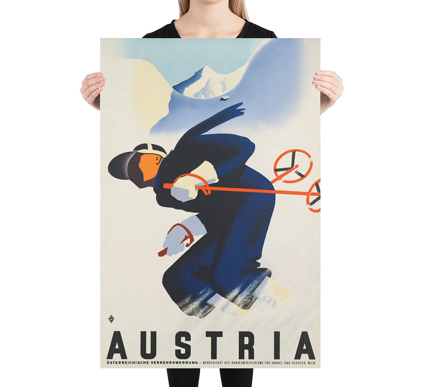 Ski Holidays in Austria vintage travel poster Paul Kirnig, 1910-1959.