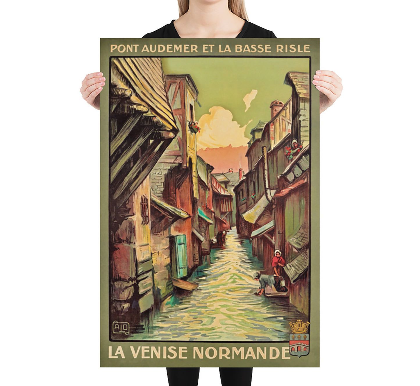 Normandy, La Venice Normande, France vintage travel poster by unknown author, 1924c.