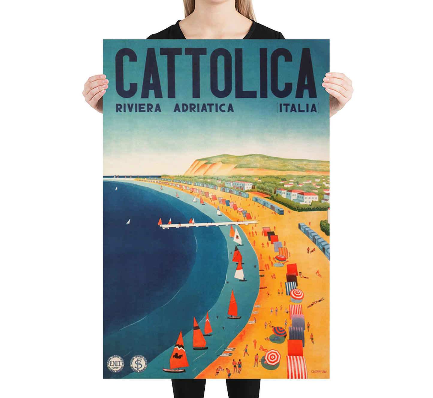 Cattolica, Rimini, Italy vintage travel poster by Gogliardo Ossani, c. 1939.