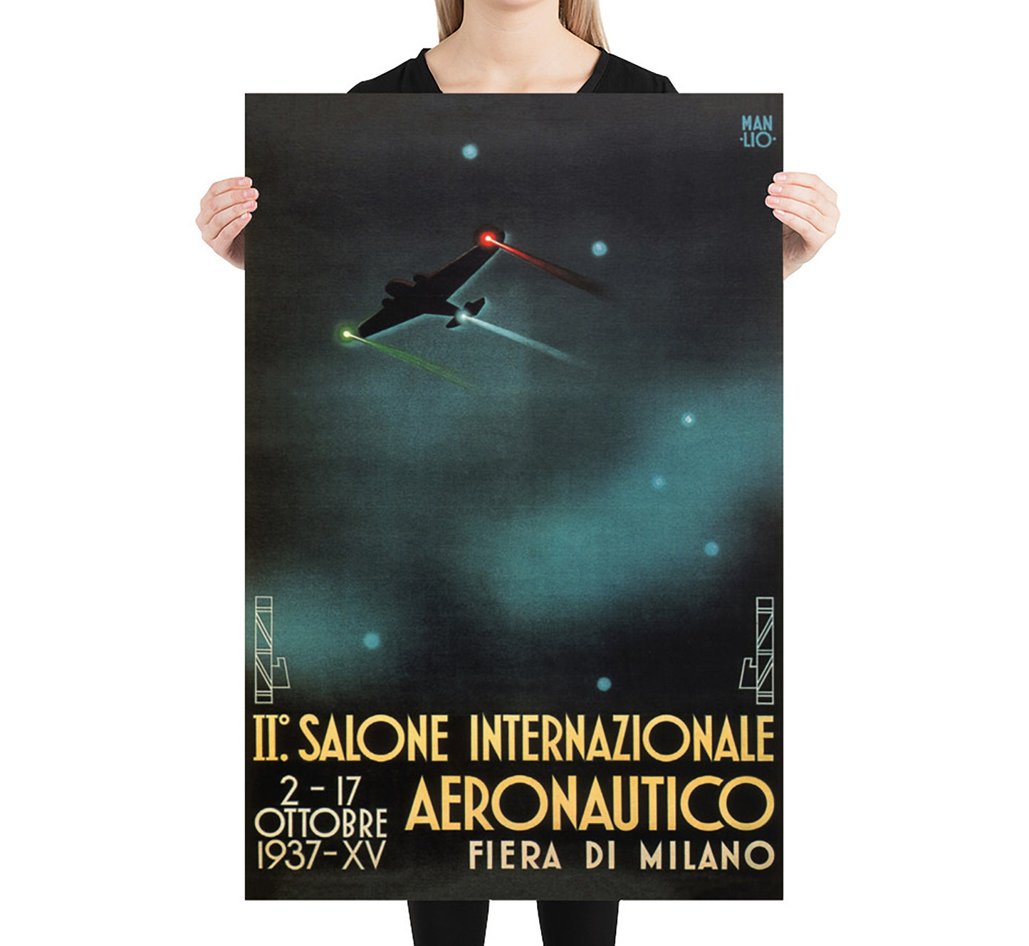 Milan, Italy, Aeronautics vintage travel poster by Parrini, c. 1937.