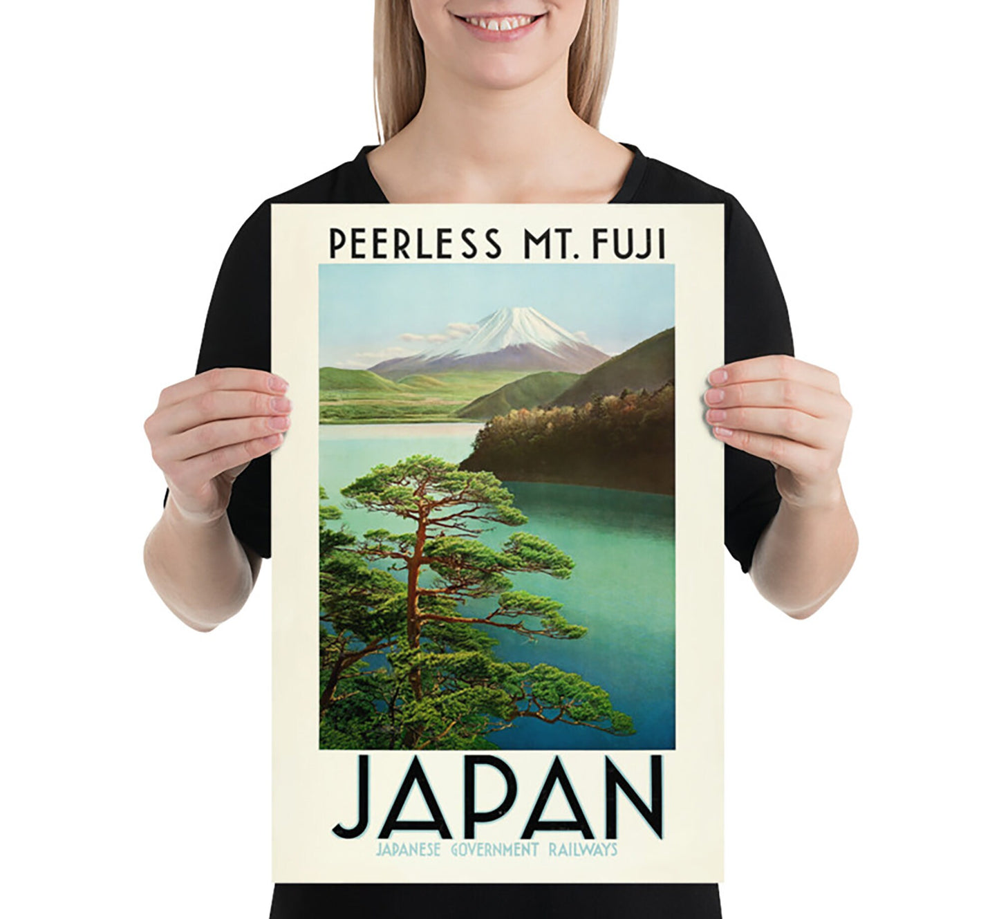 Fuji mountain, Japanese vintage travel poster by Japanese Government Railways, late 20s.