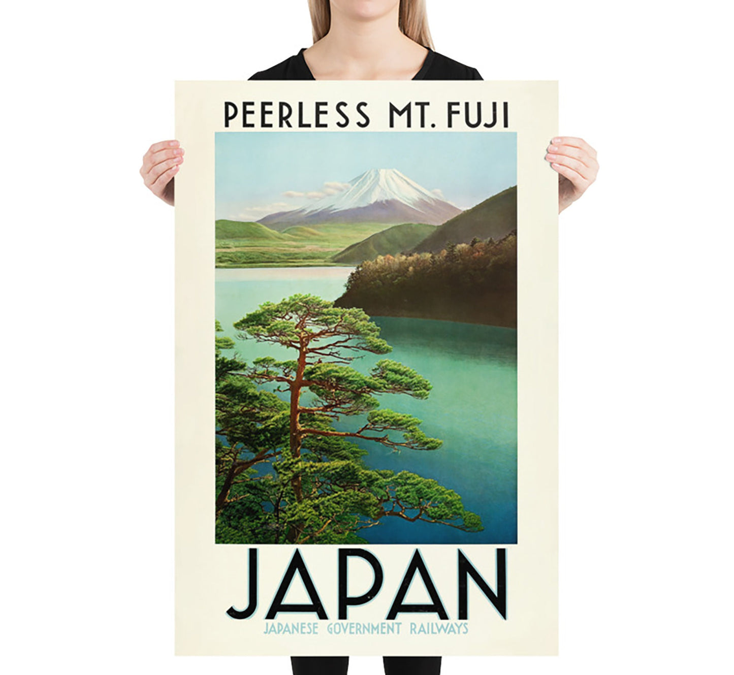 Fuji mountain, Japanese vintage travel poster by Japanese Government Railways, late 20s.