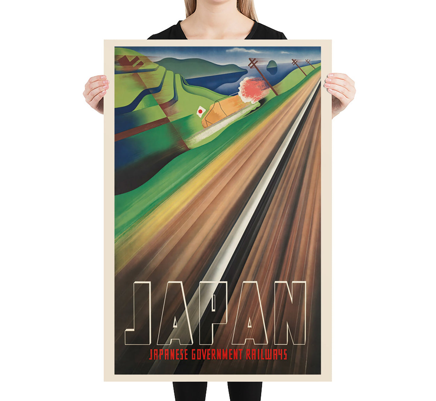 Japanese Railroads vintage travel poster by Satomi, 1937.