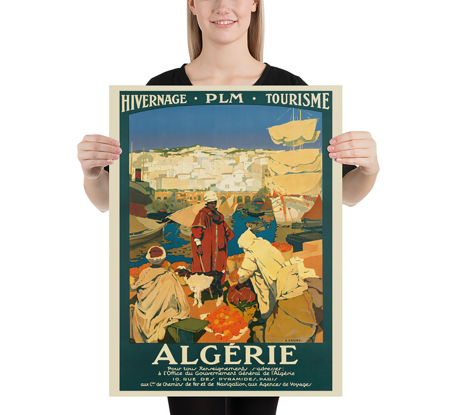 Algeria vintage travel poster by L. Cauvy, 1930.