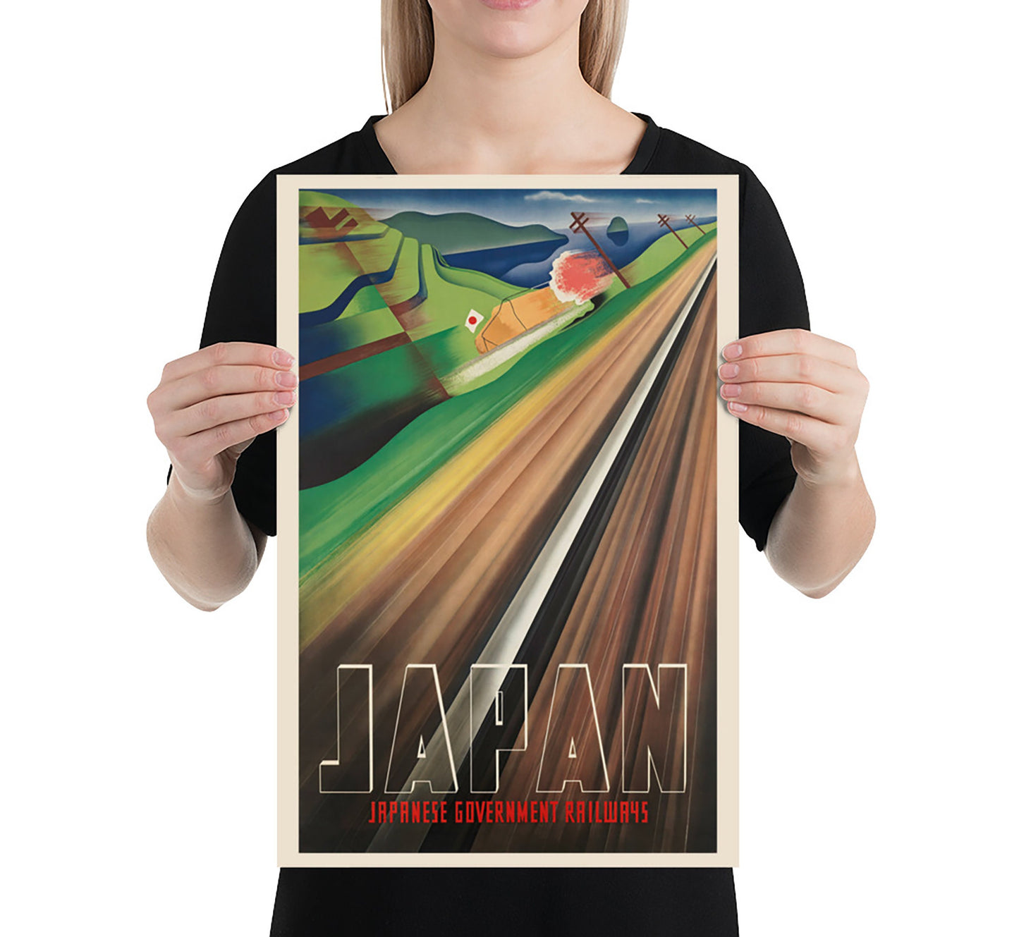 Japanese Railroads vintage travel poster by Satomi, 1937.